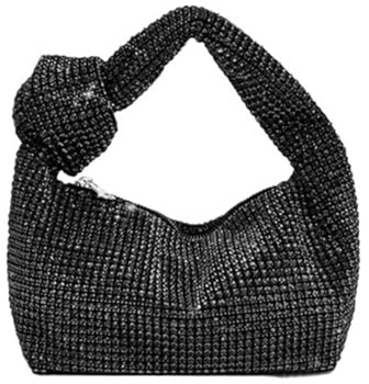 ZPFDSG Glitzer Tasche Henkel Strass Knoten Abendtaschen Silber Kristall Top Henkel Tasche for Damen Geldbörsen Und Handtaschen Designer Handtasche Tote(Black)
