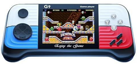 STREAMVOY Console di gioco portatile, mini macchina arcade retrò precaricata con 500 giochi classici come Contra (doppia maniglia rossa e blu G9)