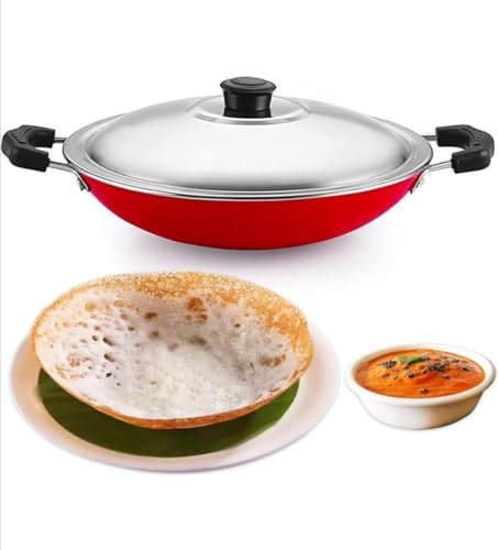 C&S Homestore Non Stick Appam Pan 22cm with Lid | Durable Cookware for Appam
