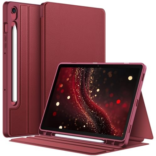 FINTIE Case for Samsung Galaxy Tab S10 Lite/ S10 FE 2025/ S9 FE 10.9 | with S Pen Holder, Slim Shield Multiple Angle Stand with Soft TPU Back Shell Cover, Wine