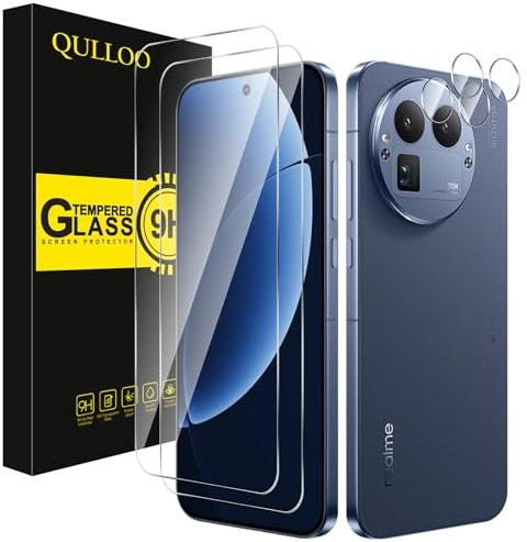 QULLOO pour Realme GT 8 Pro / GT8 Pro Verre Trempé, [2+2 Pièces] Protection D'écran & Caméra Arrière Protecteur, Anti-Rayures 9H Dureté HD Clarté Film de Protection écran