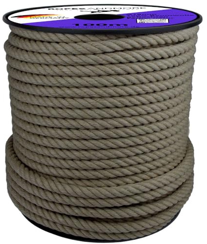 Ropes and More - Corde torsadée en chanvre synthétique - 18 mm - 100 - 100 mm - Corde en chanvre synthétique - Pour l'extérieur, projets d'escalade - 15 m - Sans bobine