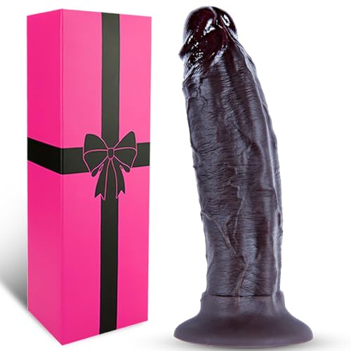 23 * 5cm Gode Noir Realiste Silicone Double Densité Épais Ventouse Large | Godemichets Réaliste Point G, Pénétration Vaginale Et Anale, Realiste Gode Silicone Sex Toy Pour Anus, Femme Homme, Avancé