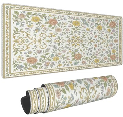 BILANGCE Beige Tapis de Souris Jeu XXL 80x40 cm Grand Tapis de Bureau Bords Cousus Imperméable Antidérapant pour PC, Ordinateur Portable Améliore la précision et la Vitesse