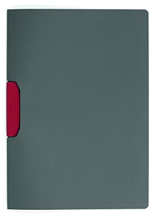 Durable Klemm-Mappe Duraswing Color für 30 Blatt DIN A4, Beutel 5 Stück, anthrazit mit roter Klemme, 230403