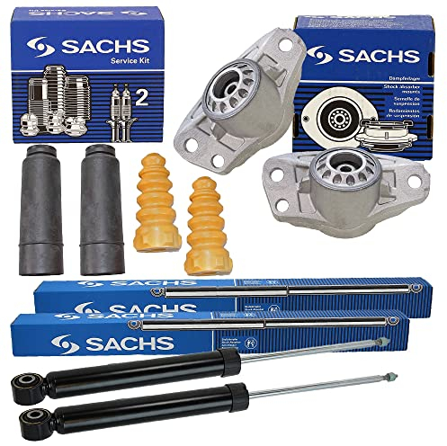 SACHS 2x Gasdruck Stoßdämpfer hinten inkl. Domlager & Staubschutzsatz für VW TOURAN (1T1, 1T2, 1T3) - Metall - Modern - Auto - Automobil-Schockdämpfer - Stoßdämpfer - Hinterachse - Recht