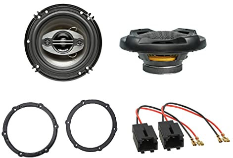 LSP-Set: RS-A1674-90W / 30Watt RMS 4-Wege Koaxial Lautsprecher + Kabel + Ringe geeignet für Citroen C1 2005-2014 Front / C4 2005-2014 Front-Heck / C4 Cactus Front/Peugeot 308/107 2005-2014
