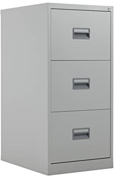 Office Hippo Heavy Duty Steel Filing Cabinet, 3 Drawer Filing Cabinet, Fully Welded Construction with 40kg Drawer Tolerance, Lockable Office Storage, 7 Year Guarantee, Grey