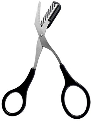 1PCS Tijeras corte ceja acero inoxidable con peine plástico (desmontable) Depilación pestañas ceja Herramienta modelado accesorios bellez maquillaje (Negro)