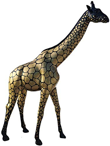 Casa Padrino Designer Deko Giraffe Schwarz/Gold H. 320 cm - Riesige Dekofigur - Lebensgroße Tierfigur - Gartendeko Skulptur