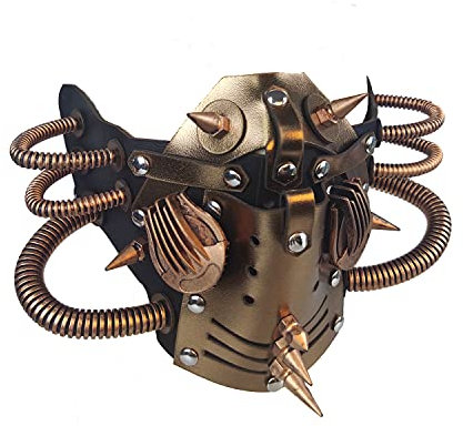 Ubauta Steampunk Ledermaske Cosplay Maske Punk Rivet Maskerade Maske-Bronze