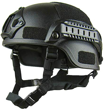 Jitong Taktischer Helm Militär-Stil Schutzhelm für Airsoft Paintball Outdoor-Sportarten Mountainbike Radfahren CQB Shooting - Schwarz