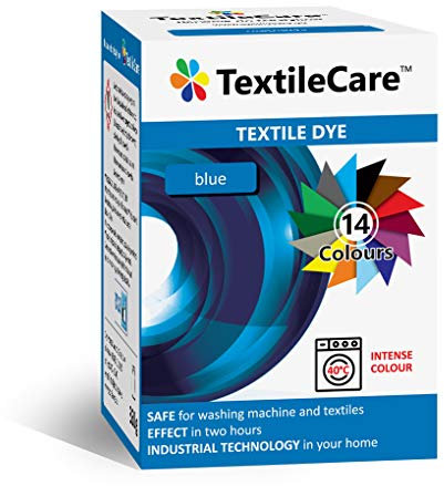 TextileCare - Tinte textil para lavadora para ropa y productos textiles, 350 g de tinte para 600 g de ropa, 14 colores (azul)