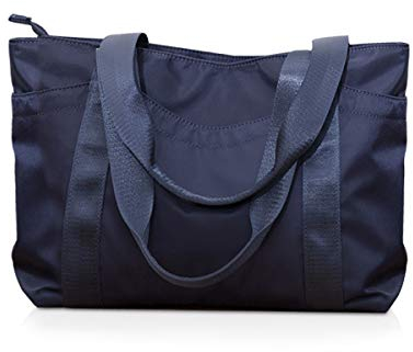 NICOLE & DORIS Damen Handtasche Nylon Schultertasche Umhängetasche Groß Shopper Tasche mit Reißverschluss Einkaufstasche wasserdichte Tote Bag Navy blau