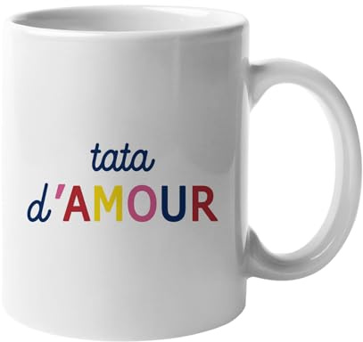 We Are Family, Mug Humoristique, Tata d'Amour Colorée Waf, Thème Pour tata, Idée Cadeau Original Humour, Idée cadeau Famille, Ami, Collègue, Anniversaire, en Céramique, 330 ml, Blanc