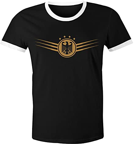 MoonWorks® Herren Deutschland Fußball EM-Shirt 2024 Fußballeuropameisterschaft Deutschlandshirt mit Bundesadler Retro schwarz-weiß S