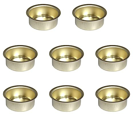 Auswahl Größe - Kerzentülle Kerzeneinsatz Kerzenhalter aus Metall, für Baumkerzen, Puppenkerzen, Pyramidenkerzen Tafelkerzen und Teelichter - Hier: 8 Stück Tülle Ø 40 mm (tief)