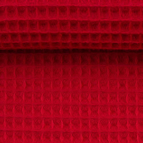 MAGAM-Stoffe Ella Waffel Stoff 100% Baumwollstoff Oeko-Tex Meterware 50cm (11. Rot)