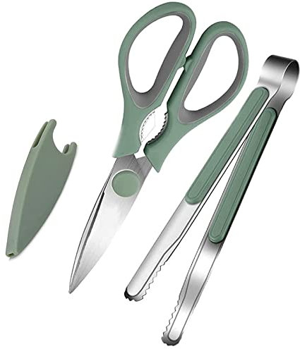 Küchenschere, Universalschere mit Schutzhülle, Rostfreier Edelstahl Haushaltsscheremit Grillzange für Zuhause, Restaurant, 2 Stücke Küchenhelfer