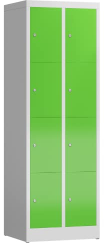 Lüllmann 8 Fächer-Spind Schließfachschrank kompl. montiert und verschweißt Wertfachschrank Fächerschrank Spind Umkleideschrank (RAL 7035/6018 lichtgrau/gelbgrün)