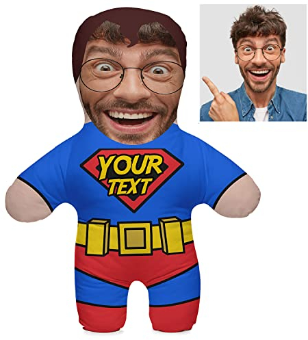 Kissen mit eigenem Foto Personalisiertes Lustiges Fotogeschenk mit eigenem Gesicht Bedruckt 45 cm Hoch Body Körper Foto-Kissen zum Geburtstag Motiv Fotokissen Super Dad Papa [091]