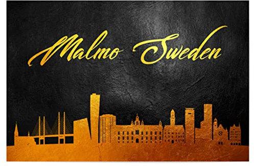 artboxONE Poster 60x40 cm Städte Malmo Sweden Gold Skyline hochwertiger Design Kunstdruck - Bild Malmo Gold Malmo