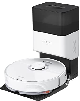 Roborock Q7 Max plus Robot Aspirapolvere e Mop per tutti i pavimenti con stazione di svuotamento automatico (4200Pa, 180min di autonomia, 470ml polvere,350ml acqua, App,Controllo vocale) Bianco