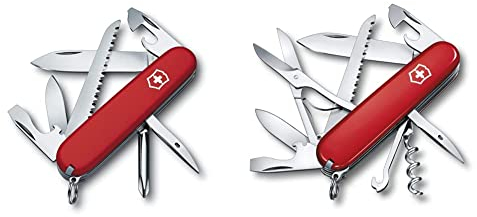 Victorinox, Taschenmesser, Huntsman, 91 mm, rot (15 Funktionen) , Hiker (13 Funktionen, Klinge, Dosenöffner, Schraubendreher 3 mm, Klinge)