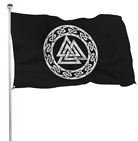 NIBABAEU Dekorative Gartenflagge, Hofbanner Wikinger Valknut Odin Symbol, Druck, Urlaub, Willkommensflagge, Rasen, hängende Dekoration, 120 x 180 cm