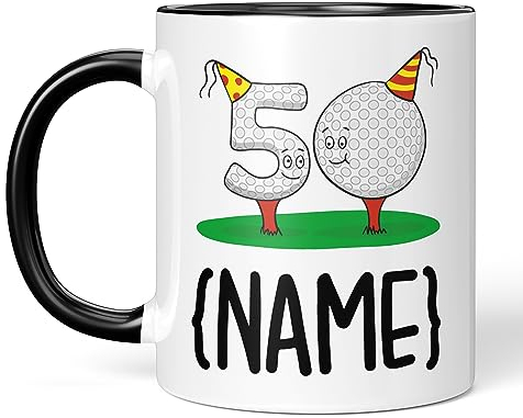Personalised 50th Birthday Mug, Funny Golf Birthday Gift, Male 50th Mug, for Dad Gift, for Grandad Present, for Him, 50th Gift