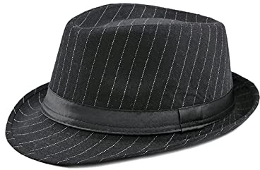 Nanwansu Unisex Classic Manhattan Structured Gangster Trilby Fedora Hat Black