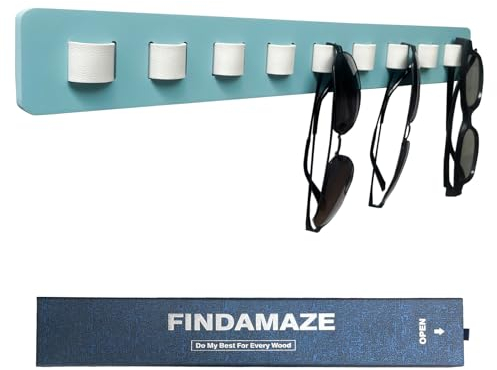 FINDAMAZE Brillenaufbewahrung mehrere Brillen, Sonnenbrillen Organizer Wandmontage, Brillenständer/Brillenhalter zum Aufhängen der Brille, Brillen-Display, Seeblau