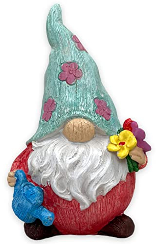 MIJOMA Nain de jardin GNOME Dwarf - Décoration de jardin - Décoration de jardin - Lutin - Nain pour le jardin - Décoration de maison - Décoration pour terrasse pour balcon (veste en rose - 22 cm)