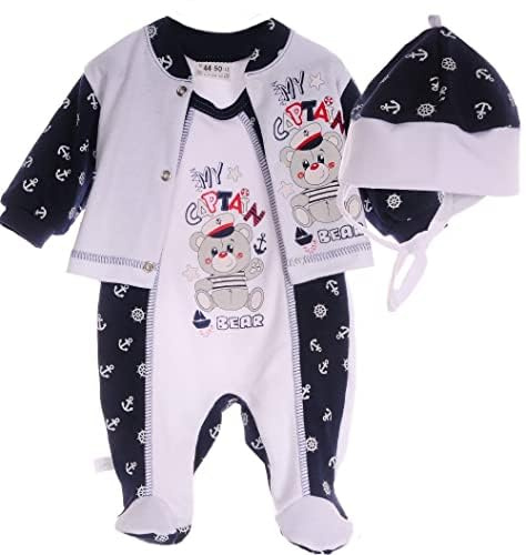 La Bortini Baby Anzug 3Tlg Strampler Hemdchen Mütze
