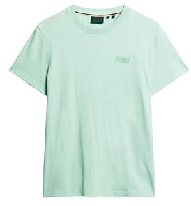 Superdry, T.Shirt Essential Logo EMB Tee, M1011245A, Light Mint Green Marl, S, Man, Adulto