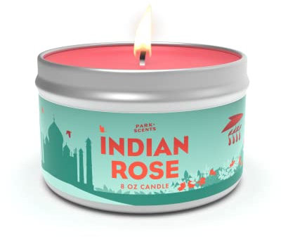 Park Scents Indische Rose Kerze – riecht wie der Geruch der Taj Mahal Szene in Soarin' Around The World – Epcot Disneyworld – handgefertigt in den USA | 237 ml Dose