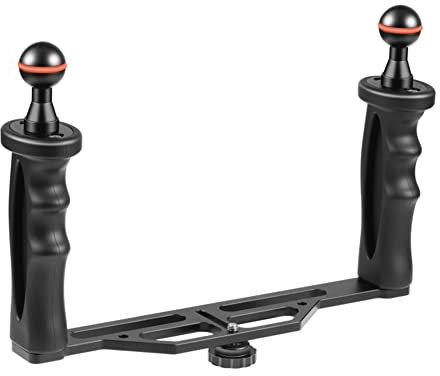 Hopbucan Dual Handles Aluminium Alloy Tray Stabilizer for Underwater Camera Housings Diving Camera Bracket