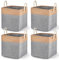 4 Pcs Large Storage Baskets, Foldable Fabric Storage Boxes Organiser with Handles for Clothes, Toys, Cube Storage Baskets for Cupboards, Shelves, Closet (13inch Grey)