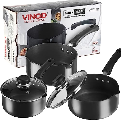 Sauce Pan with Lid, Non-Stick Hard Anodised Cookware - Safe Cooking Pots & Pans - Multi Purpose Sauce Pan for Kitchen - Premium Quality - Housewarming Gift (16cm)