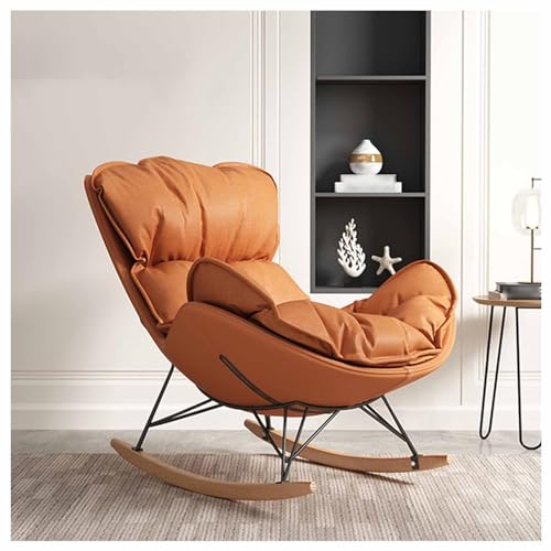 Relaxsessel, Schwingsessel - Schaukelstuhl Baby Schaukelstuhl Wohnzimmer - Stillstuhl, Schaukelstuhl - Velour Schaukelsessel, Relaxstuhl Komfortable Sessel Für Schwangere Frauen, ( Color : Orange colo