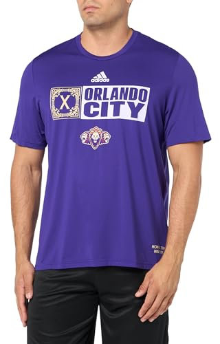 adidas Men's Soccer Club MLS Short Sleeve T-Shirt, Purple Orlando City, X-Large