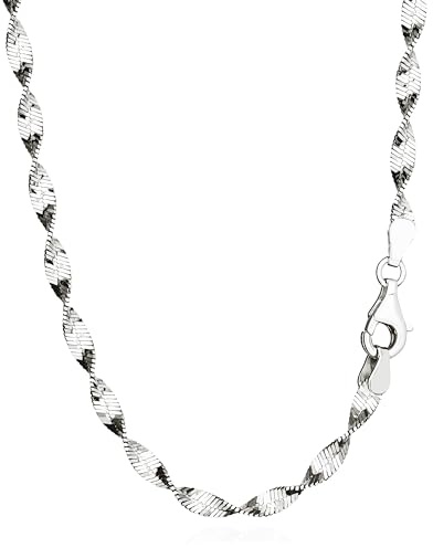 NKlaus Fischgräten-Muster: 925 Silber Heringbone-Ketten, 45cm, 50cm, 3,3mm Breite – Ein stilvolles Silber-Collier für Damen mit einer markanten Präsenz