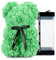 TANNESS 25cm Rose Bear with Transparent Gift Box & Black Ribbon, Rose Petals Teddy Bear Presents for Women, Artificial Flowers Rose Bear Valentines Gifts for Her - Gifts for Girlfriend (Turquoise)