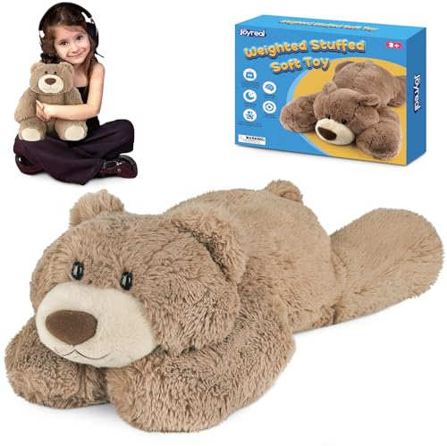 Joyreal 1.5 kg Gewichteter Teddybär gegen Angst, Angstbewältigung für Erwachsene, Gewichteter Plüschbär, Sensorische Spielzeuge für Autismus, Gewichtete Stofftiere 1,5 kg Weighted Stuffed Animal Toy