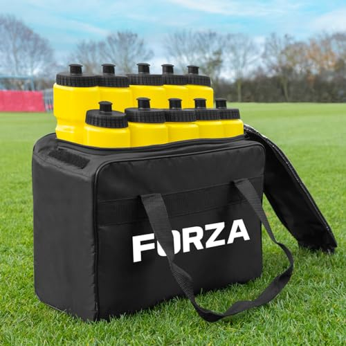 FORZA Set 10 borracce D'acqua & Borsa | 9 Colori - Borraccia Sportiva (Giallo)