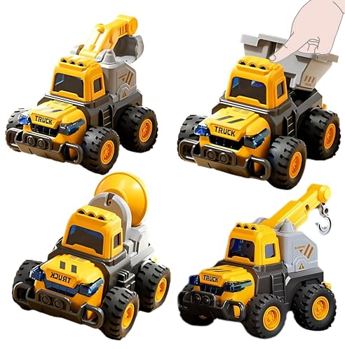 CARLORBO Bagger Spielzeug ab 3 Jahre - LKW Auto Spielzeug - Drücken und Los Baufahrzeug Traktor Sandkasten Kran Spielzeugautos ab 2 3 Jahre Junge Mädchen Baustellenfahrzeuge Kinder