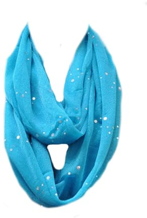 Glitzer Loop Schal Schlauchschal Rundschal Halstuch Tuch Halstücher Uni Punkte (Petrol)