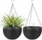 CPROSP 2pcs 28cm Vasi da Fiori Autoinnaffianti, Vasi da Fiori Sospesi con Foro di Scarico e Catene Antiruggine, Fioriera Sospesa per Esterni Auto-innaffiatura per Esterni, Soffitti, Balconi Nero