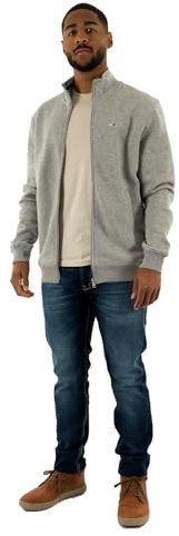 Tommy Jeans Uomo Felpa con Cerniera Fleece Zip Thru Regular Fit, Grigio (Grey Htr), XXL