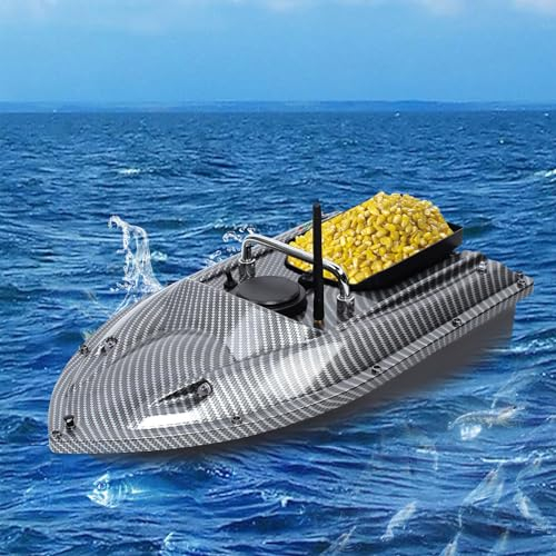 CuCummoo Futterboot mit GPS Köderboot Baitboat Fischerköder Boot + Fernsteuerung 500m mit Anti-Tangle Baffle für das Auswerfen in Flüssen, Seen oder seichtem Wasser (Schwarz)
